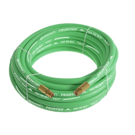 Continental 3/8" x 50' Green EPDM Rubber Air Hose, 250 PSI, 1/4" MNPT x FNPSM HZG03830-50-33